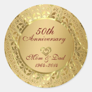 Sparkling Gold 50th Wedding Anniversary Classic Round Sticker