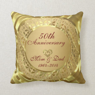 Sparkling Gold 50th Wedding Anniversary Cushion