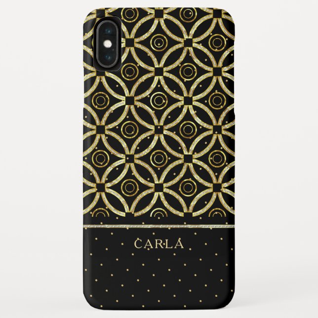 Sparkling gold and black geometric pattern Case-Mate iPhone case (Back)