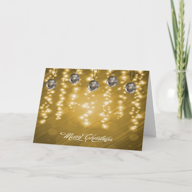 Sparkling Gold and Silver Christmas Holiday Card (Front)