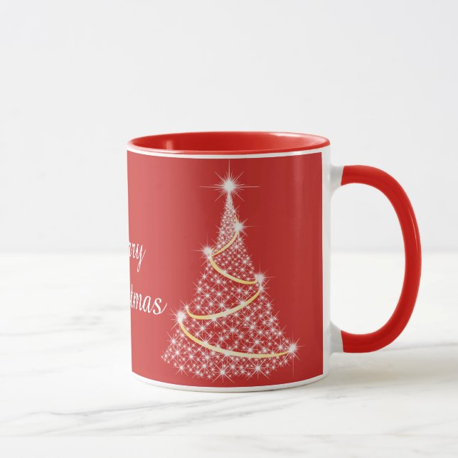 Sparkling Gold And White Christmas Tree Holiday Mug (Right)