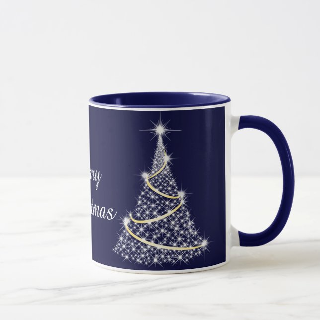 Sparkling Gold And White Christmas Tree Holiday Mug (Right)
