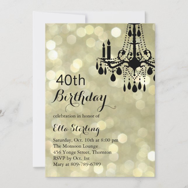 Sparkling Gold Ballroom 40th Birthday Invitation (Front)