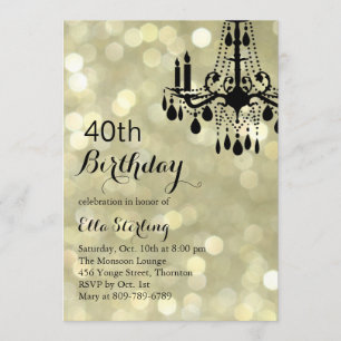 Sparkling Gold Ballroom 40th Birthday Invitation