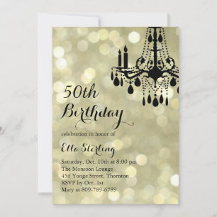 Sparkling Gold Ballroom 50th Birthday Invitation