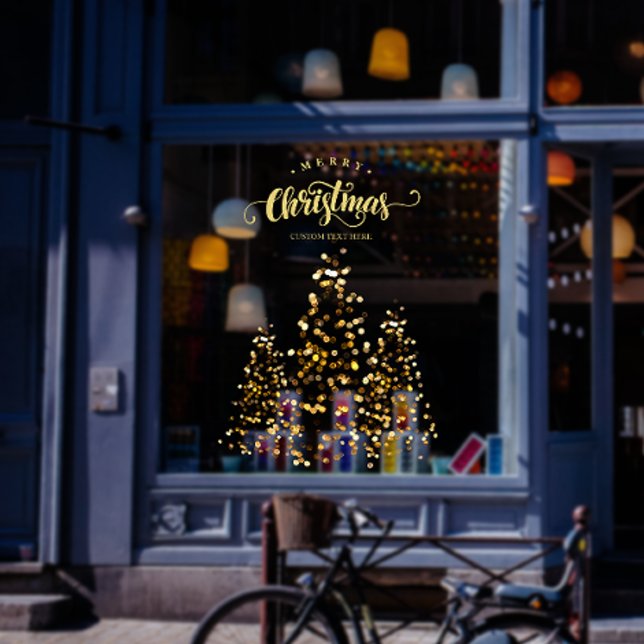 Sparkling Gold Christmas Trees Business Holiday Window Cling (Sparkling Gold Christmas Trees Business Holiday Window Cling)