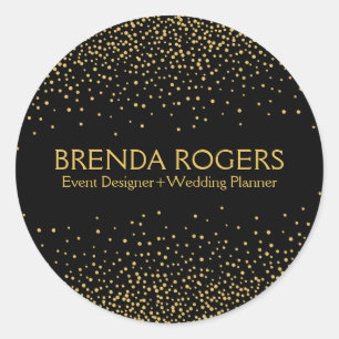 Sparkling Gold Confetti On Black Background Classic Round Sticker