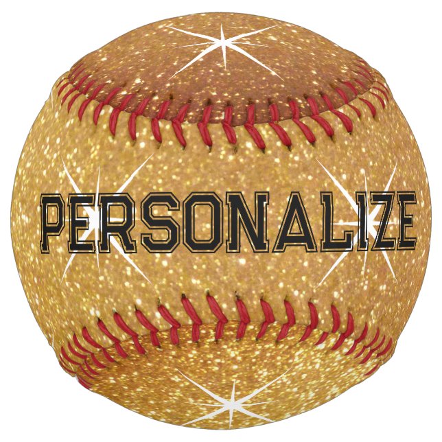 Sparkling gold glitter custom softball sports gift (Back)
