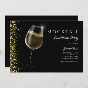 Sparkling gold glitter Mocktail bachelorette party Invitation