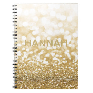Sparkling Gold Glitter Personnalised Notebook