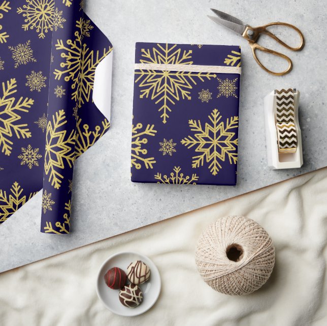 Sparkling Gold Glitter snowflakes Wrapping Paper (Crafts)