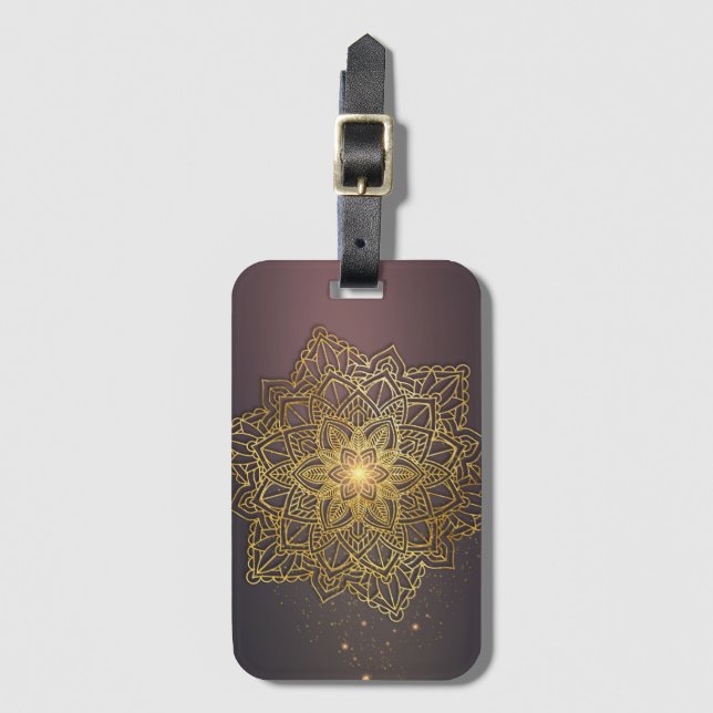 Sparkling Gold Mandala Luggage Tag (Front Vertical)