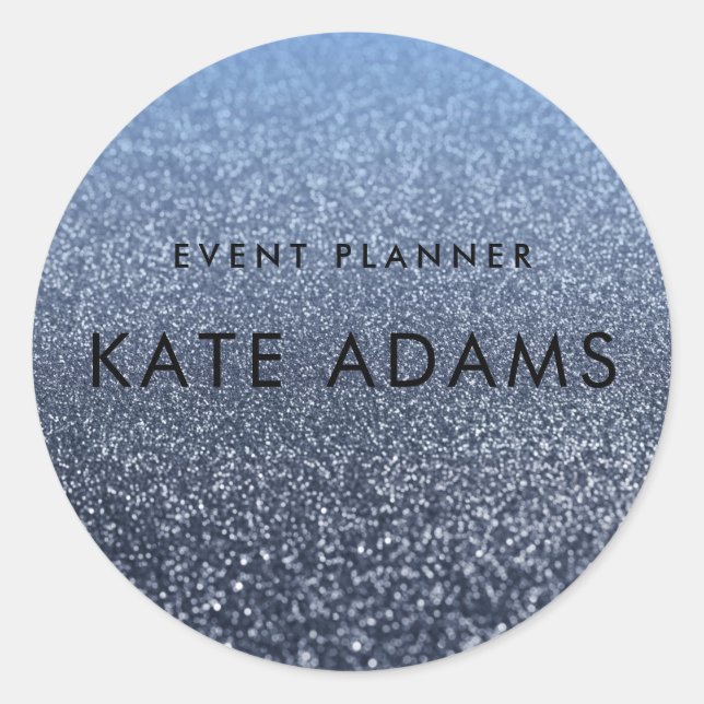 Sparkling Gold Marble Dark Navy Abstract  Classic Round Sticker (Front)