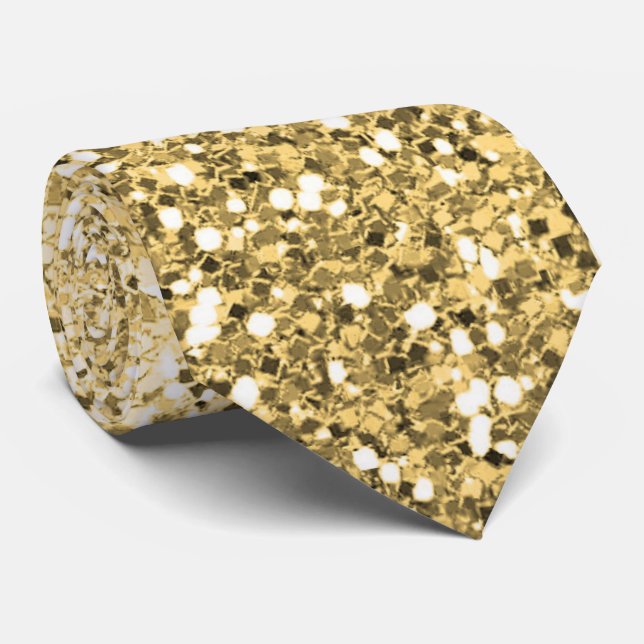 Sparkling Gold Ombre Glitter Neck Tie  (Rolled)