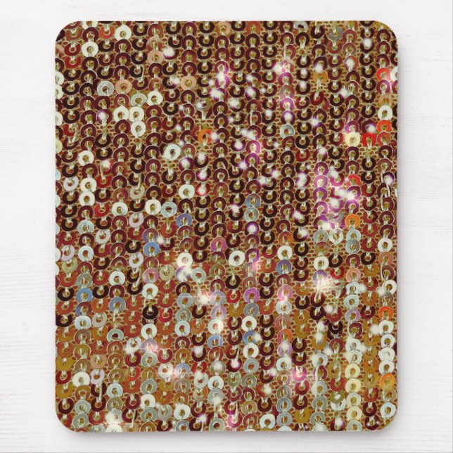Sparkling gold pink glitter sequin pattern mouse mat (Front)