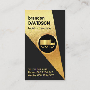 Sparkling Gold Spotlight On Semi Truck #ZazzleMade Business Card