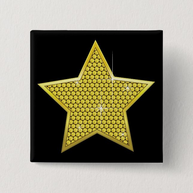 Sparkling Gold Star 15 Cm Square Badge (Front)