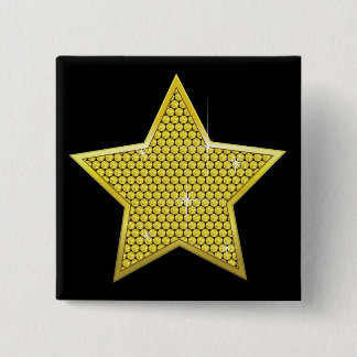 Sparkling Gold Star 15 Cm Square Badge