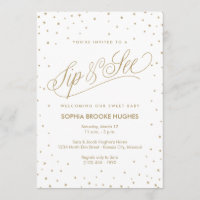 Sparkling Gold Stars Modern Sip and See Shower