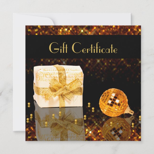 Sparkling Golden Christmas Gift Certificate (Front)