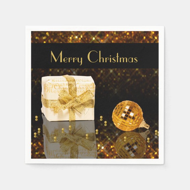 Sparkling Golden Christmas Napkin (Front)