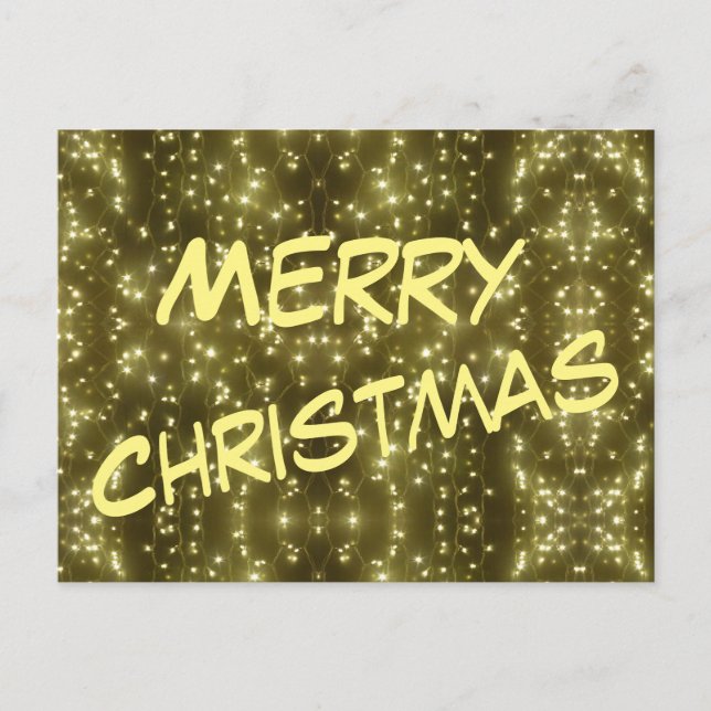 Sparkling Golden Lights Christmas Postcard (Front)