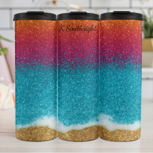 Sparkling Gradient Beach Sunset Texture Thermal Tumbler