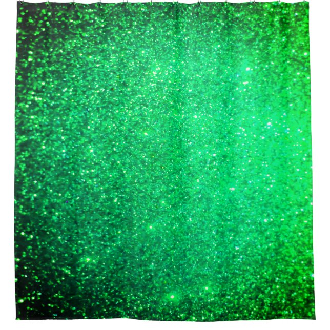 Sparkling Green Glitter Ombre Colourful Bright Coo Shower Curtain (Front)