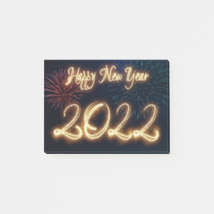 Sparkling Happy New Year 2022 Fireworks Post-it Notes