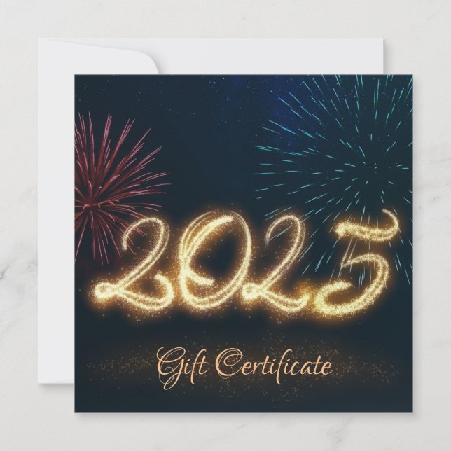 Sparkling Happy New Year Fireworks 2025 Gift Card (Front)