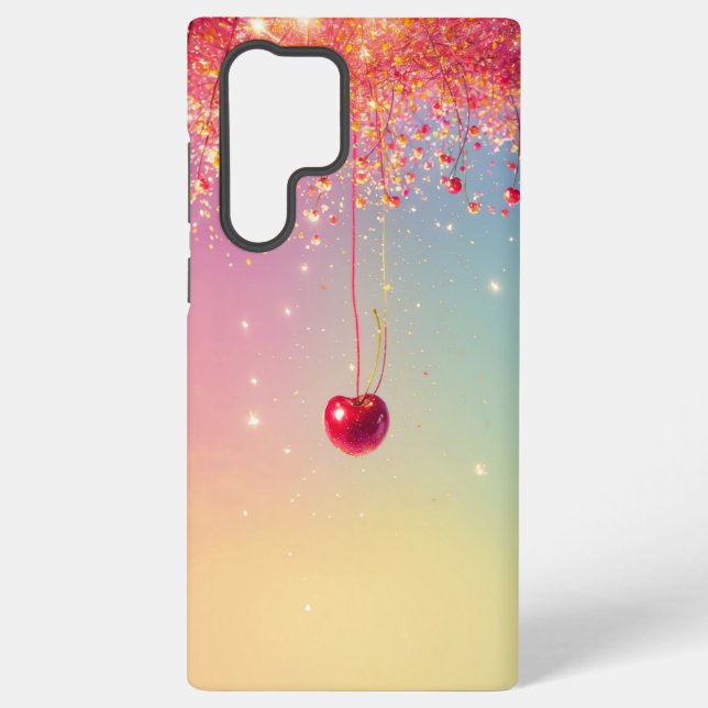 Sparkling Heart & Cherry Romantic Phone Case (Back)