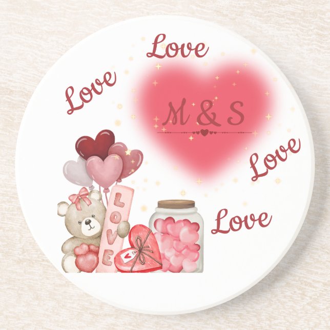 Sparkling Heart Love Coaster (Front)