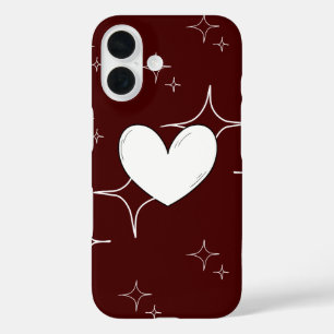 Sparkling Heart Phone Case Romantic Red Aestheti