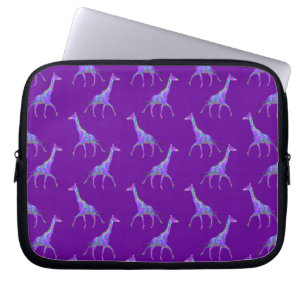 Sparkling Hippie Style Purple Giraffe Laptop Sleeve