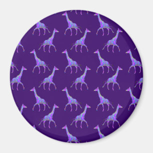 Sparkling Hippie Style Purple Giraffe Magnet