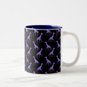 Sparkling Hippie Style Purple Giraffe Two-Tone Coffee Mug