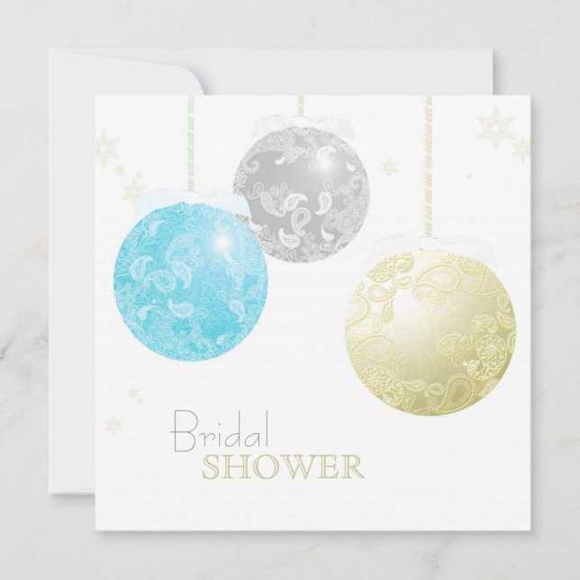Sparkling Holiday Balls Bridal Shower Invitation (Front)