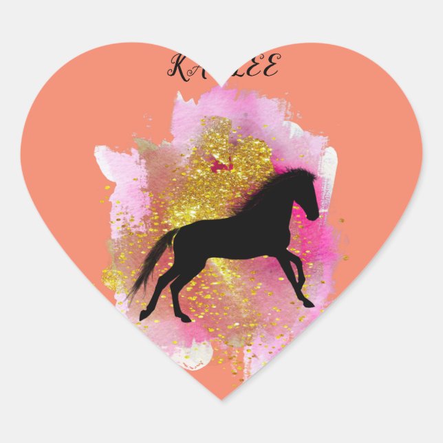 SPARKLING HORSE HEART STICKERS PERSONALIZED  (Front)