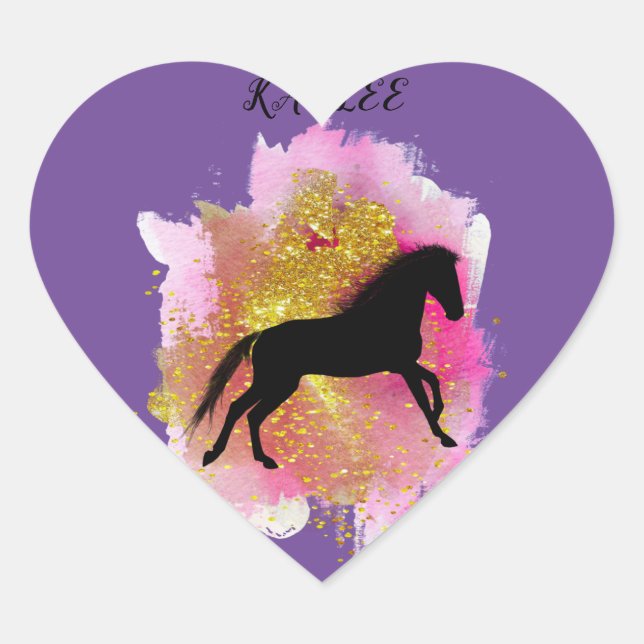SPARKLING HORSE HEART STICKERS PERSONALIZED  (Front)