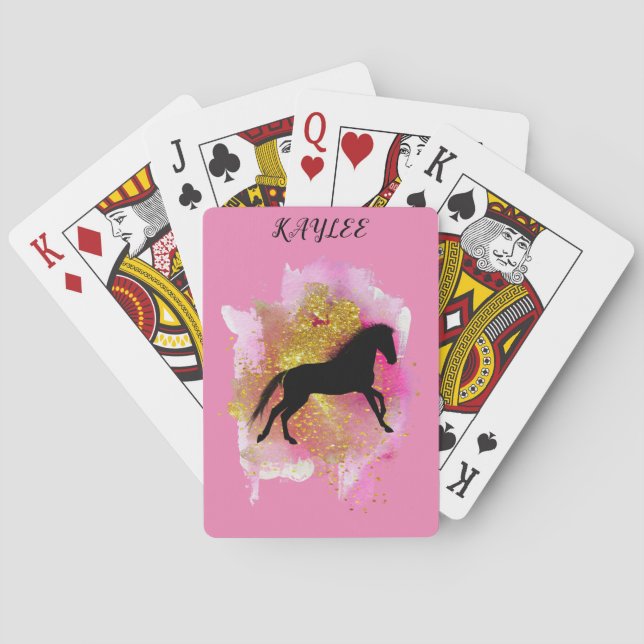 SPARKLING HORSE PLAYING CARDS PERSONALIZED. (Back)