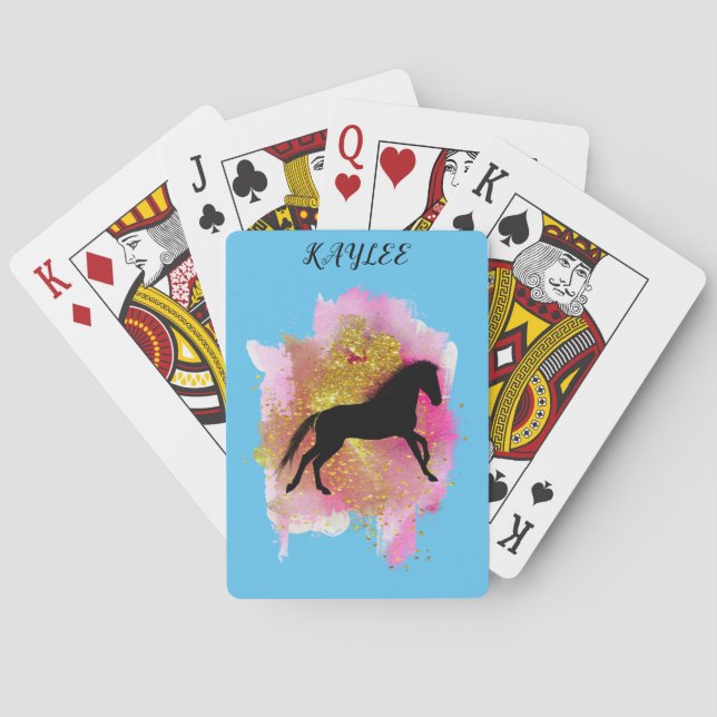 SPARKLING HORSE PLAYING CARDS PERSONALIZED. (Back)