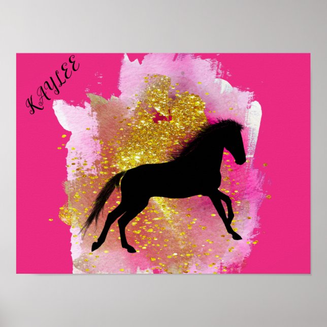 SPARKLING HORSE POSTER WITH PERSONALIZED NAME. (Front)