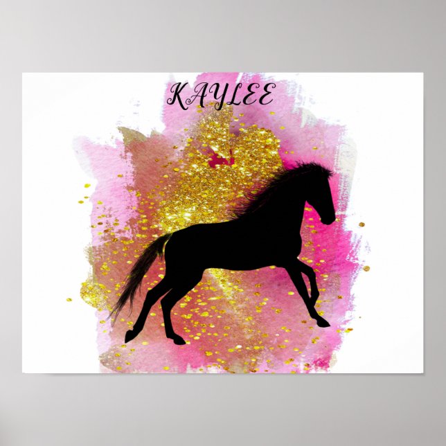 SPARKLING HORSE POSTER WITH PERSONALIZED NAME. (Front)