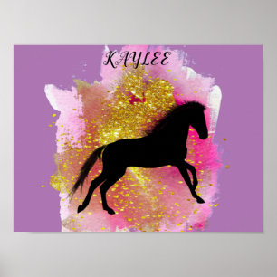 SPARKLING HORSE POSTER WITH PERSONALIZED NAME.
