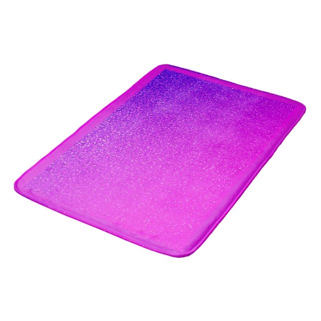 Sparkling Hot Pink Purple Glitter Ombre Girly Cute Bath Mat (Angled)