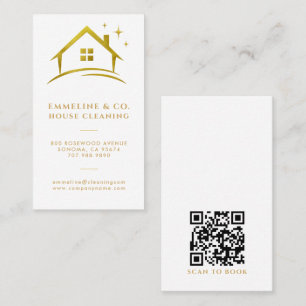 Sparkling House Cleaning Service QR Code Business Card