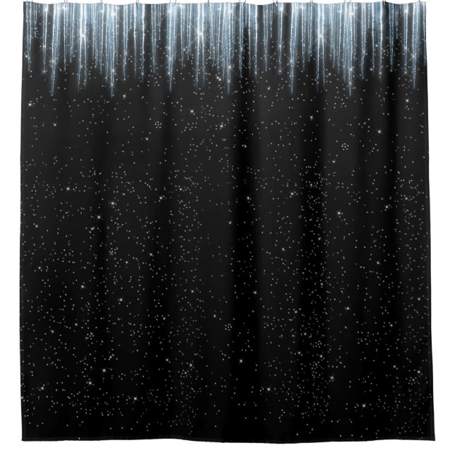Sparkling Icicle Black Winter Home Decor Shower Curtain (Front)