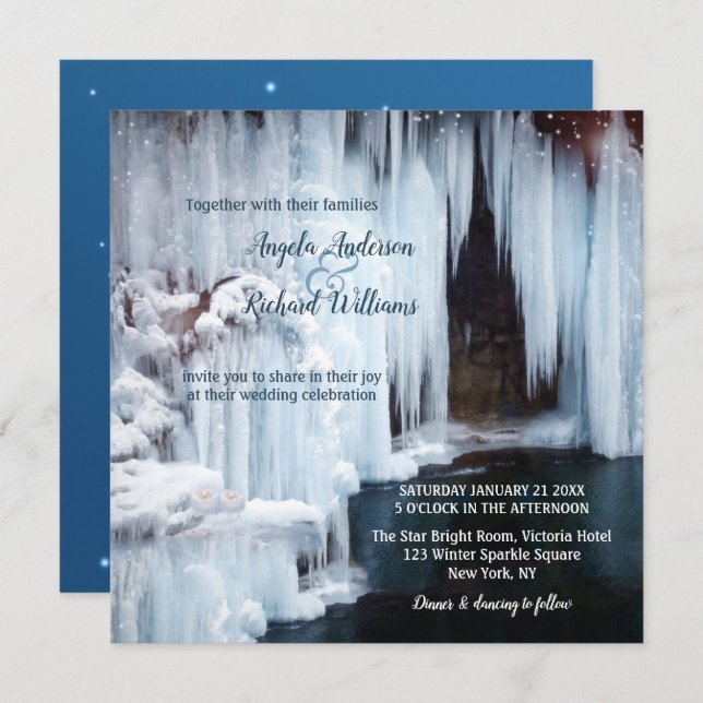 Sparkling Icicles Winter Wedding Invitation (Front/Back)