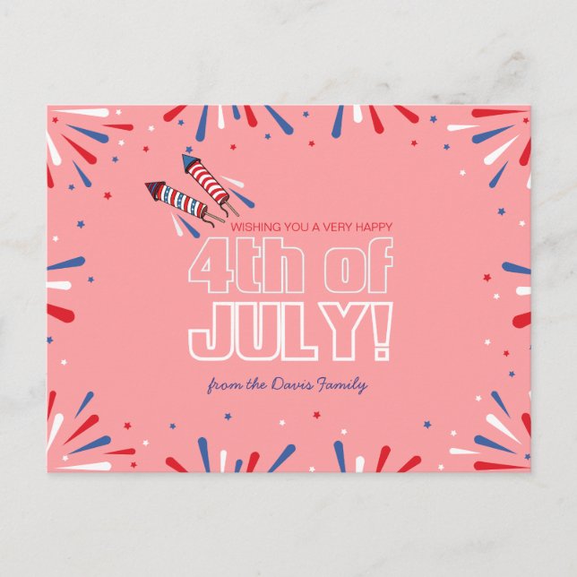 Sparkling Independence Day Holiday Postcard (Front)