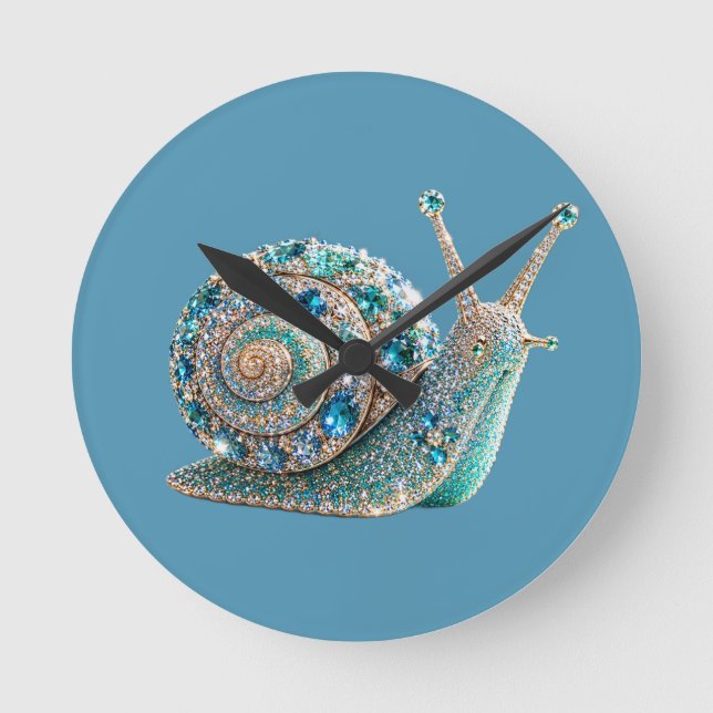 Sparkling Jewel Snail  Round Clock (Front)